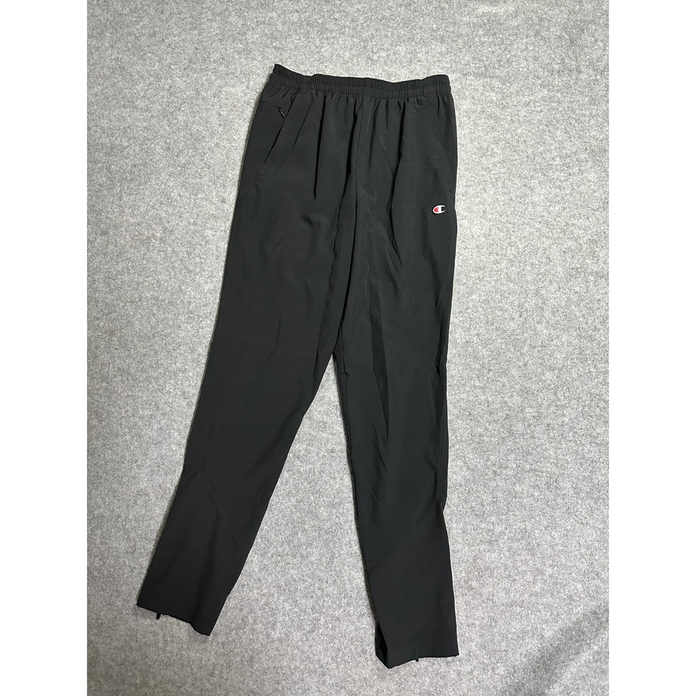 Champion Authentic Training Pants Small Black Ankle Zip Polyester